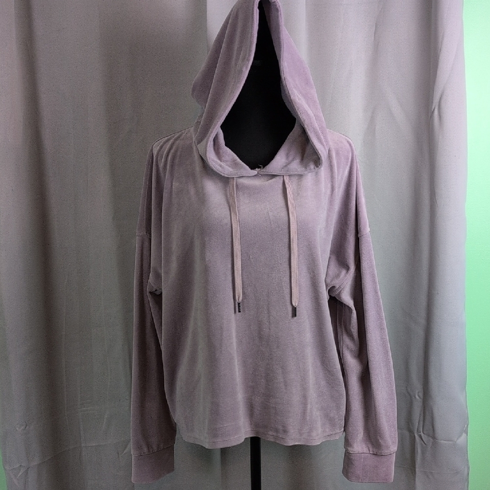 DKNY Purple Hooded Relaxed Sweatshirt